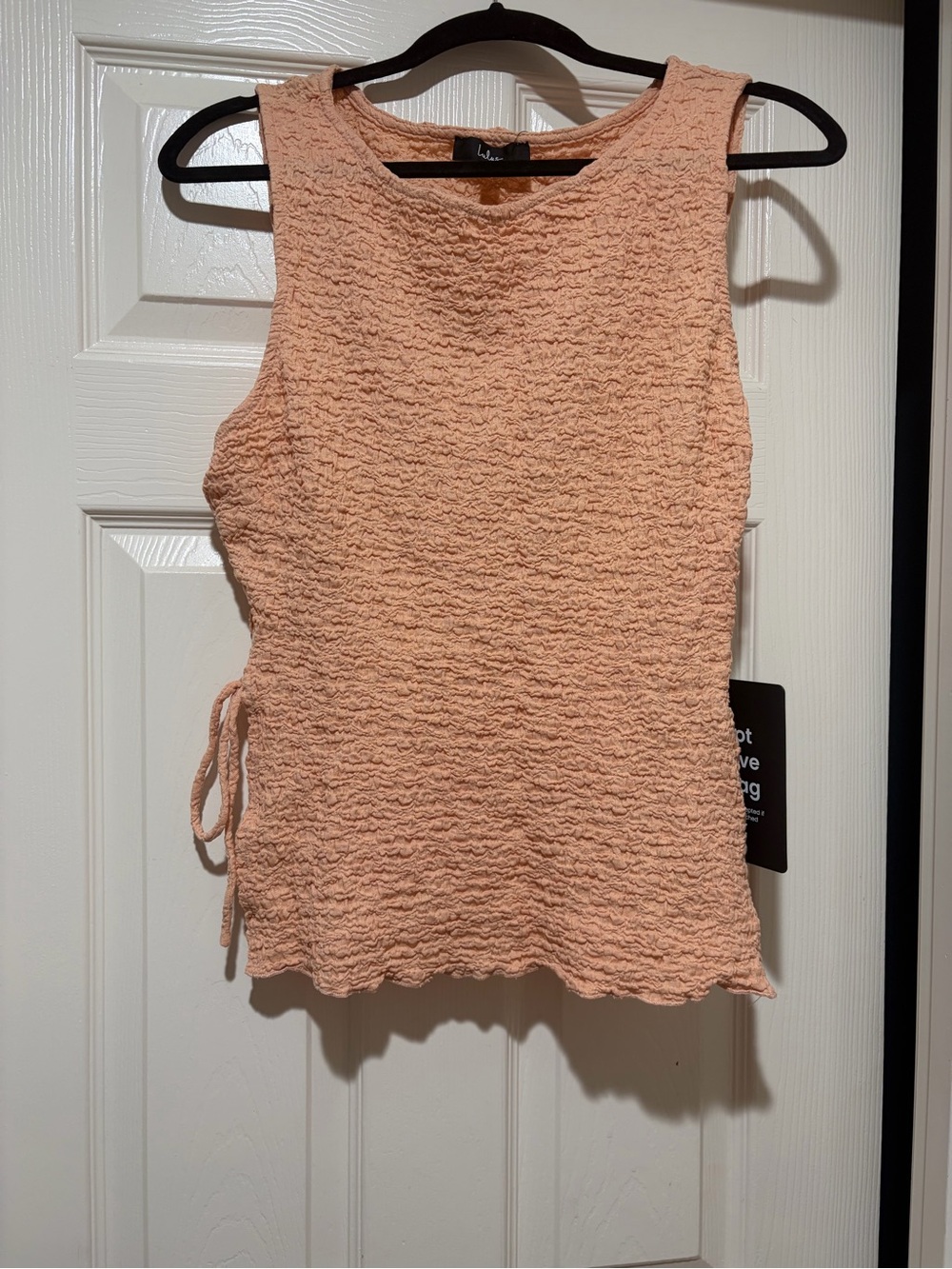 Lulu's Peach Textured Sleeveless Tank with Side Tie